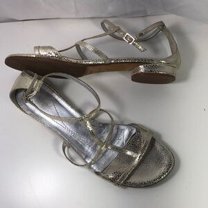 Kate Spade Silver Strappy Flat Sandals, Size 8B